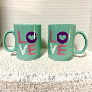 New Love Design Mint Green Mugs Set Perfect Valentine’s Day Gift